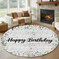 thumbnail image 1 of Birthday Round Rug 5ft Washable Circle Kitchen Rugs Non Slip Colorful Confetti Ribbons Polka Dots Vintage Wood Large Area Rug Indoor Floor Carpet for Bedroom Living Room Office Dining Room Nursery, 1 of 8