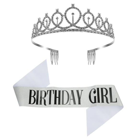 Birthday Sash Tiara Party Crowns Queen Happy Favors Gift Rhinestones Girls Fun Supplies Satin Gairl Headband