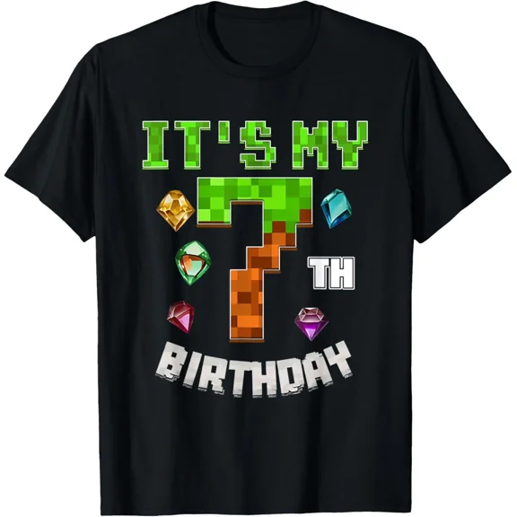 Birthday Shirt It's My 7th Birthday Video Game Pixel T-Shirt