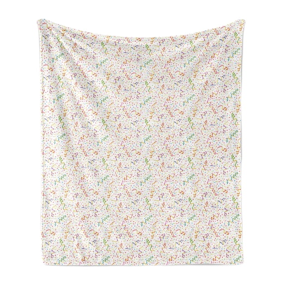 Birthday Soft Flannel Fleece Throw Blanket, Colorful Party Pattern Happy Occasion Theme Dots Stars Streamer, Cozy Plush for Indoor and Outdoor Use, 50" x 60", Multicolor, by Ambesonne