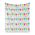 thumbnail image 1 of Birthday Soft Flannel Fleece Throw Blanket, Colorful Triangular Party Flags on the Ropes Swirls and Stars Kids Design, Cozy Plush for Indoor and Outdoor Use, 50" x 60", Multicolor, by Ambesonne, 1 of 5
