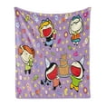 thumbnail image 1 of Birthday Soft Flannel Fleece Throw Blanket, Happy Children Tasty Cake Presents Bears Stars on Purple Colored Backdrop, Cozy Plush for Indoor and Outdoor Use, 50" x 60", Multicolor, by Ambesonne, 1 of 6