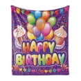 thumbnail image 1 of Birthday Soft Flannel Fleece Throw Blanket, Pastel Colored Backdrop Creamy Cupcakes Hearts Rain and Balloons, Cozy Plush for Indoor and Outdoor Use, 60" x 80", Multicolor, by Ambesonne, 1 of 6