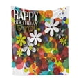 thumbnail image 1 of Birthday Soft Flannel Fleece Throw Blanket, Vibrant Composition of Flowers Daisies Polka Dots Joyful Wish Feminine Design, Cozy Plush for Indoor and Outdoor Use, 50" x 60", Multicolor, by Ambesonne, 1 of 5