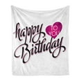 thumbnail image 1 of Birthday Soft Flannel Fleece Throw Blanket, Vintage Typography Hand Lettering Calligraphy Pink Heart Message, Cozy Plush for Indoor and Outdoor Use, 70" x 90", Fuchsia Black White, by Ambesonne, 1 of 5