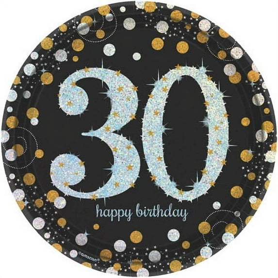Birthday 'Sparkling Celebration' 30th Birthday Large Paper Plates (8ct)