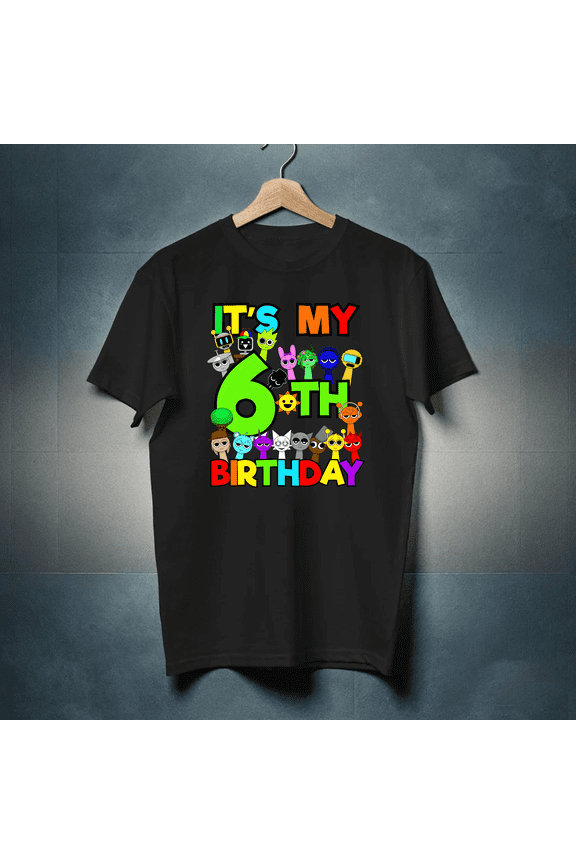 Birthday Sprunki Party Decorations 6 Year Old Girls Boys Unisex T-Shirt up to size 5XL