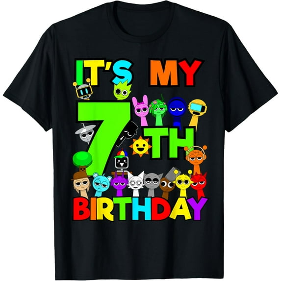Birthday Sprunki Party Decorations 7 Year Old Girls Boys T-Shirt Unisex S-5XL Hot Trending Shirt, Vintage Birthday Gift