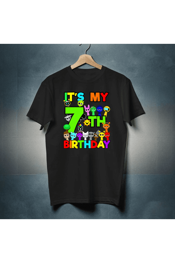 Birthday Sprunki Party Decorations 7 Year Old Unisex T-Shirt up to size 5XL