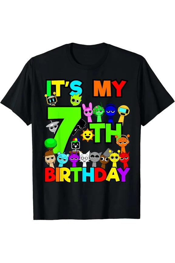 Birthday Sprunki Party Decorations 7 Year Old Unisex T-Shirt up to size 5XL