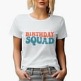 thumbnail image 1 of Birthday Squad, Groovy Retro Wavy Text Merch Gift, White T-Shirt, Medium, 1 of 5