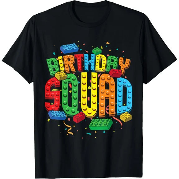 Birthday Squad Playing Bricks Brick Builder Block Building T-Shirt Gift for Dad,