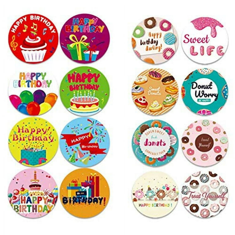 Birthday Stickers for Kids, 1000 PCS Happy Birthday Stickers for Kids,  Balloon Shaped Happy Birthday Stickers in 16 Pattern, Assorted Vibrant  Colors