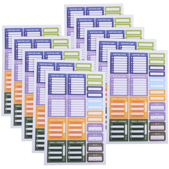 Week Planner Sticker 10 Sheets Monday to Sunday Copper Plate Adhesive for Journals and Scrapbooking