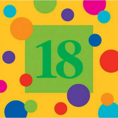 Birthday Stripes 18th Birthday 3-Ply Paper Lunch Napkins 16 Per Pack