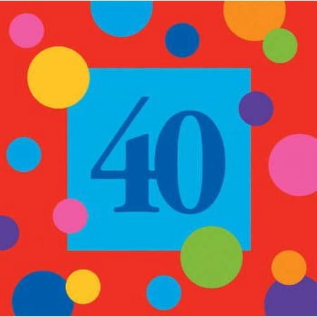 Birthday Stripes 40th Birthday 3-Ply Paper Lunch Napkins 16 Per Pack