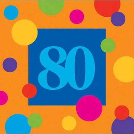 Birthday Stripes 80th Birthday 3-Ply Paper Lunch Napkins 16 Per Pack
