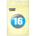 thumbnail image 1 of Birthday Stripes Blue 16 Pinback Button Pin Badge, 1 of 2