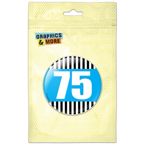 Birthday Stripes Blue 75 Refrigerator Button Magnet