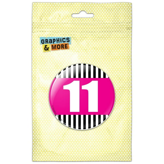 Birthday Stripes Pink 11 Pinback Button Pin Badge