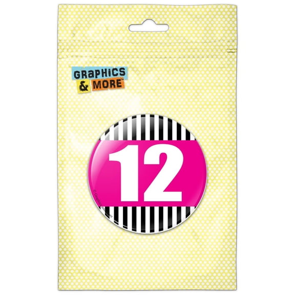 Birthday Stripes Pink 12 Pinback Button Pin Badge