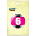 thumbnail image 1 of Birthday Stripes Pink 6 Pinback Button Pin Badge, 1 of 2