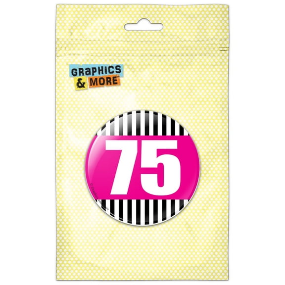 Birthday Stripes Pink 75 Refrigerator Button Magnet