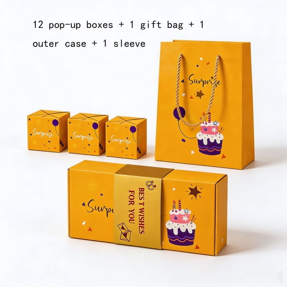 Birthday Surprise Box, Pop Up Explosion Gift Box, Party Themed Kit with Gift Bag, Surprise Packaging, Festive Birthday Gift Box for All Ages and Celebration