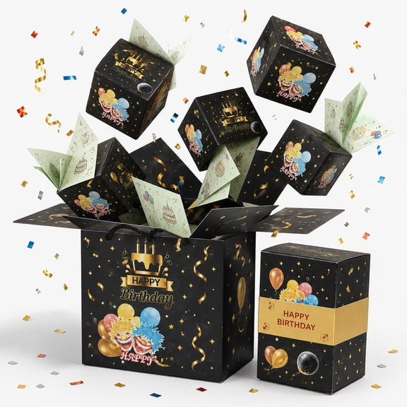 Birthday Surprise Explosion Box Set with 12 Bounce Boxes, Confetti and Gift Bag for Parties and Celebrations
