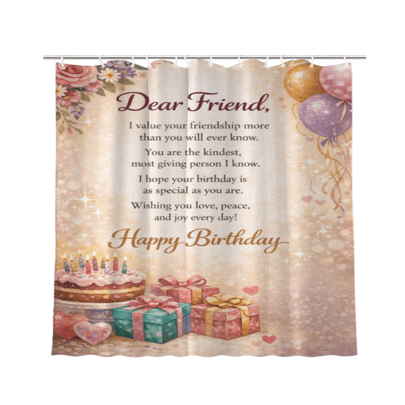 Birthday Sweet Friend Celebration Gift Shower Curtain, Soft Bathroom Decor, 72 x 72 Inch