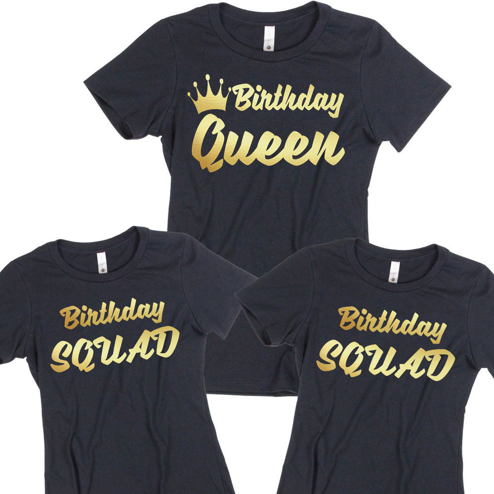 CartoonCity Birthday Tshirt Birthday Queen Squad Lady Tee Shirt Birthday Girl Party Birthday Women s Size 2XL Black