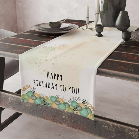 Birthday Table Runner, Modern Simple Tablecloth, Suitable for Kitchen, Dining Room and Living Room, Display Wedding Party Table Setting Decoration, Birthday Gift