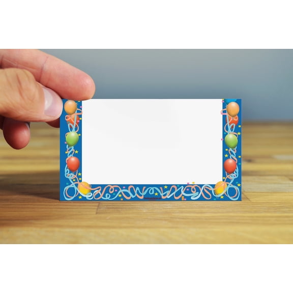 Birthday Table Tent Place Cards - 25 Birthday Balloons Guest Seating Name Cards