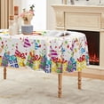 thumbnail image 1 of Birthday Tablecloth Oval, Happy Birthday Ballon White Washable Seasonal Table Cover for Party Picnic Dinner Decor, 1 of 6