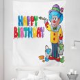 thumbnail image 1 of Birthday Tapestry, Happy Clown for Party with Colorful Painting Drawing Style Buckets in Print, Fabric Wall Hanging Decor for Bedroom Living Room Dorm, 5 Sizes, Multicolor, by Ambesonne, 1 of 1