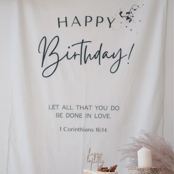 Birthday Tapestry, Minimalist Welcome Wall Hanging with Personalized Name, Fabric Decoration for Kids or Adults Party Celebration