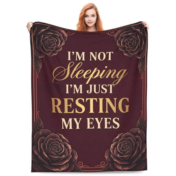 Birthday Throw Blanket Flannel Novelty Resting Eyes Lettering Design All Season Throw Soft Cozy Warm Home Decor for Couch and Bed 50x40
