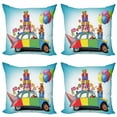thumbnail image 1 of Birthday Throw Pillow Cushion Case Pack of 4, Colorful Car with Presents Toys Holiday Lollipops Party Hat Balloons Celebration, Modern Accent Double-Sided Print, 4 Sizes, Multicolor, by Ambesonne, 1 of 6