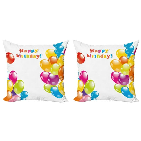 Ambesonne Colorful Throw Pillow Cover 2 Pack, Occasion Surprise Joy, 18", Multicolor