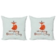 thumbnail image 1 of Ambesonne Vintage Throw Pillow Cover 2 Pack, Fox Greeting Text, 18", Almond Green Orange, 1 of 2