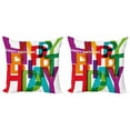 thumbnail image 1 of Ambesonne Colorful Throw Pillow Cover 2 Pack, Broken Text Graphic, 20", Multicolor, 1 of 2