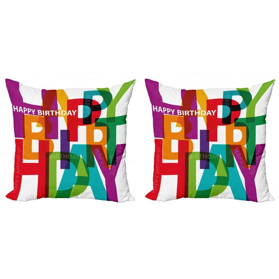 Ambesonne Colorful Throw Pillow Cover 2 Pack, Broken Text Graphic, 20", Multicolor