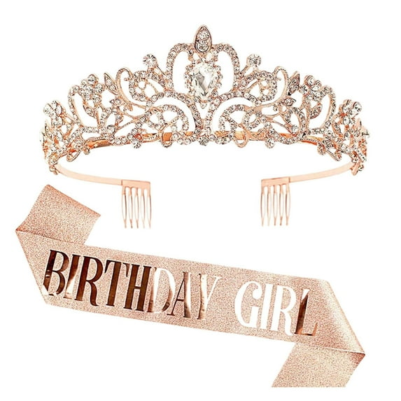 Birthday and Sash Set for Women, with Comb & "Happy Birthday" Sash for Birthday Party Decorations, Gifts for Mom, Sisters, Girls