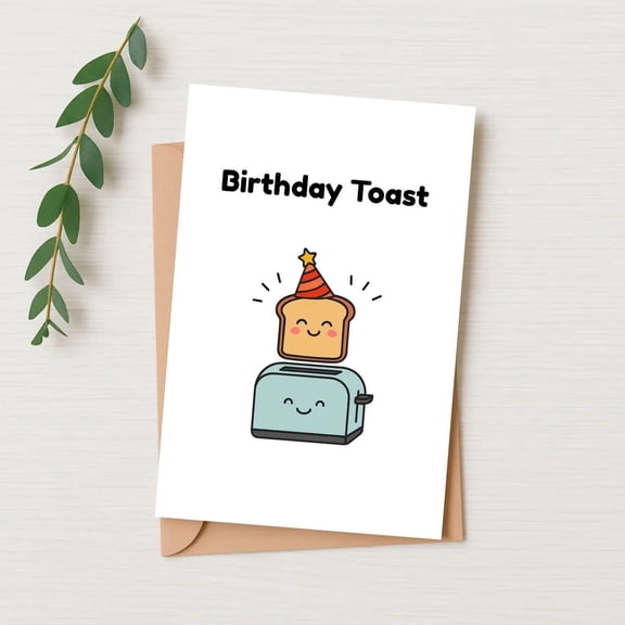 Birthday Toast Card Cute Toast and Toaster Design - Blank Inside with Envelope - Perfect for Celebrating Birthdays and Brightening Days