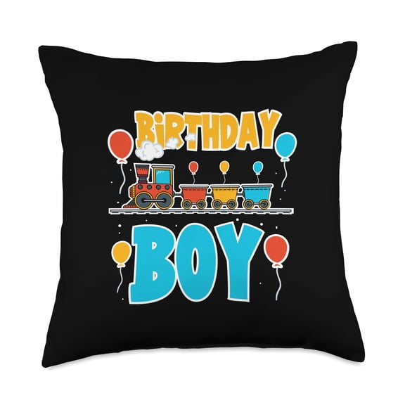 Birthday Train Apparel Birthday Train Boy Throw Pillow, 18x18, Multicolor Y101