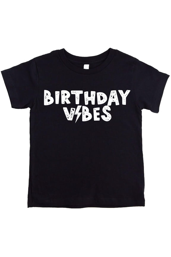 Birthday Vibes Bolt Boy's Birthday Shirt for Infant Baby and Toddler Youth Boys Black Shirt 12 Months
