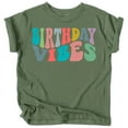 thumbnail image 1 of Birthday Vibes Toddlers and Youth Girls Birthday Shirts White on Military Green Shirt Small, 1 of 2