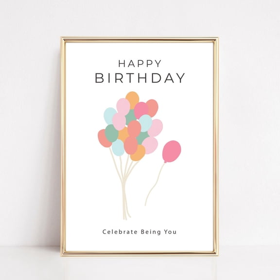 Birthday Wall Art, Birthday Decor, Birthday Party Decorations, Colorful Balloons, Birthday Party Decor, UNFRAMED PAPER POSTER, Home Decor, Vintage Gift, Living Room Dercor