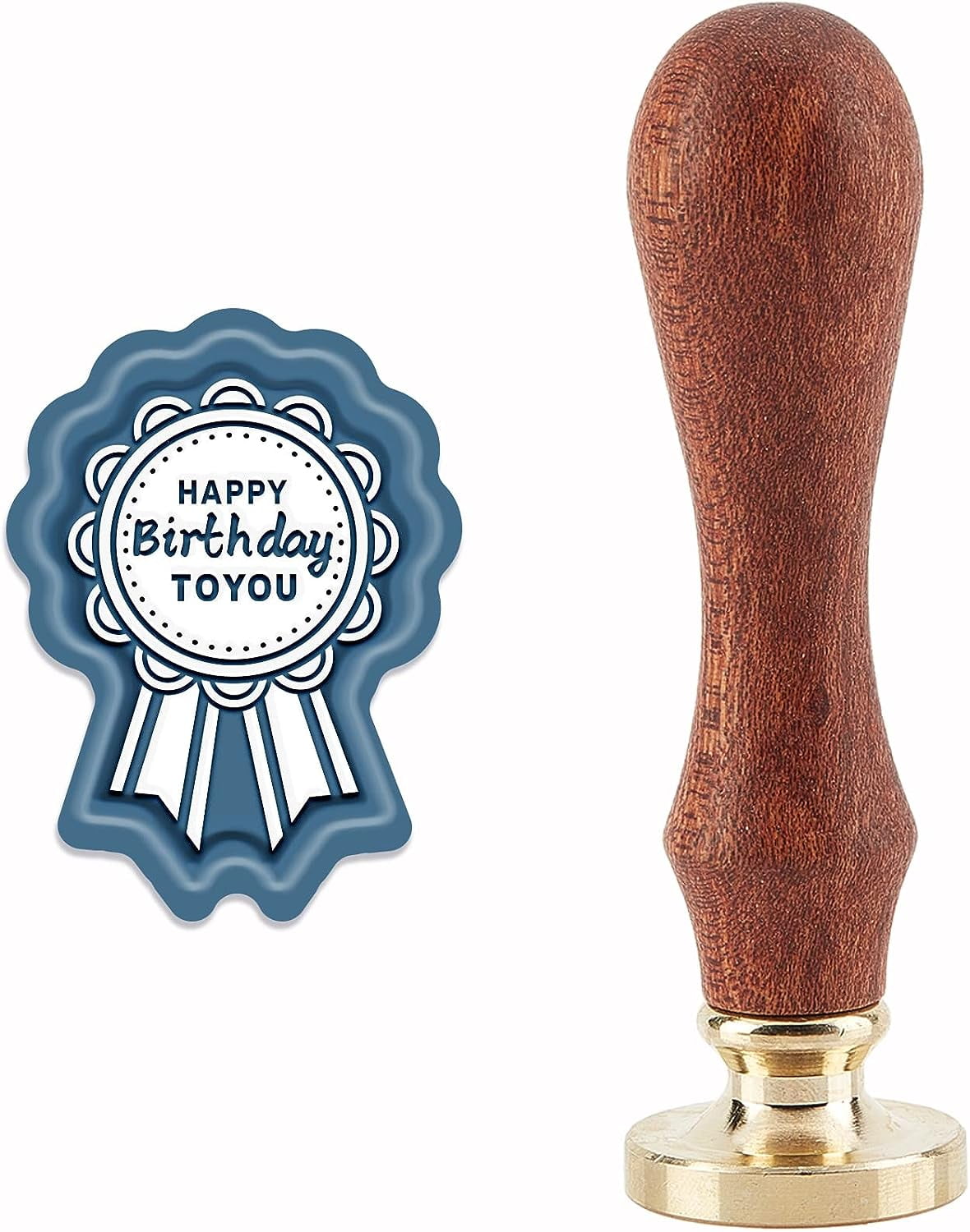CRASPIRE Birthday Wax Seal Stamp - Brass Head & Wood Handle For Cards, Invitations, And Gift Wrapping