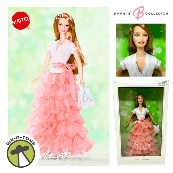 Birthday Wishes Barbie Doll Peach Chiffon Silver Label 2004 Mattel G8059